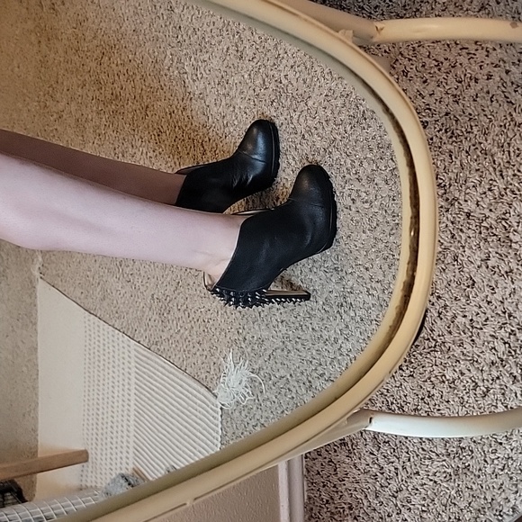 BCBGMaxAzria Black Leather Studded Ankle Bootie - Picture 6 of 8